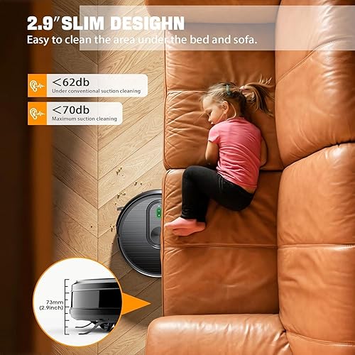 Miniatura 7 de XIEBro Robot aspirador y trapeador, potente succión, aspiradora robótica de carga automática de 3200 Pa, potente succión, aplicación y control