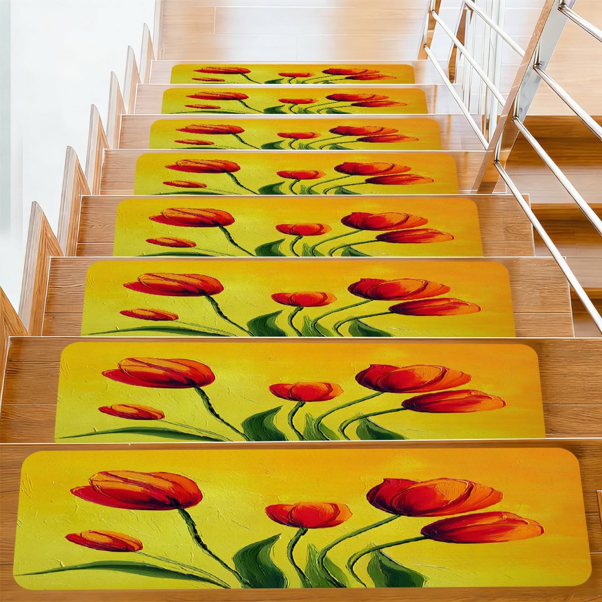Alfombrillas para escaleras de flores 20x76cm que alegran y protegen tu hogar familiar