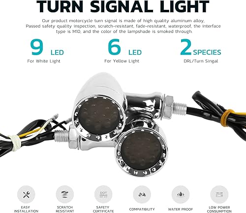 Miniatura 2 de Rich Choices 2 luces LED negras 15 para motocicleta, luz de freno, intermitente, luz ámbar compatible con moto de calle, chopper, moto de tierra