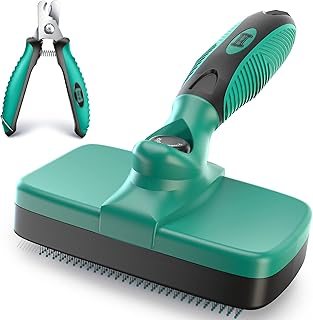 Ruff 'N Ruffus Self-Cleaning Slicker Brush | Upgraded PAIN-FREE Bristles Gently Removes Loose Undercoat, Mats & Tangled Ha...