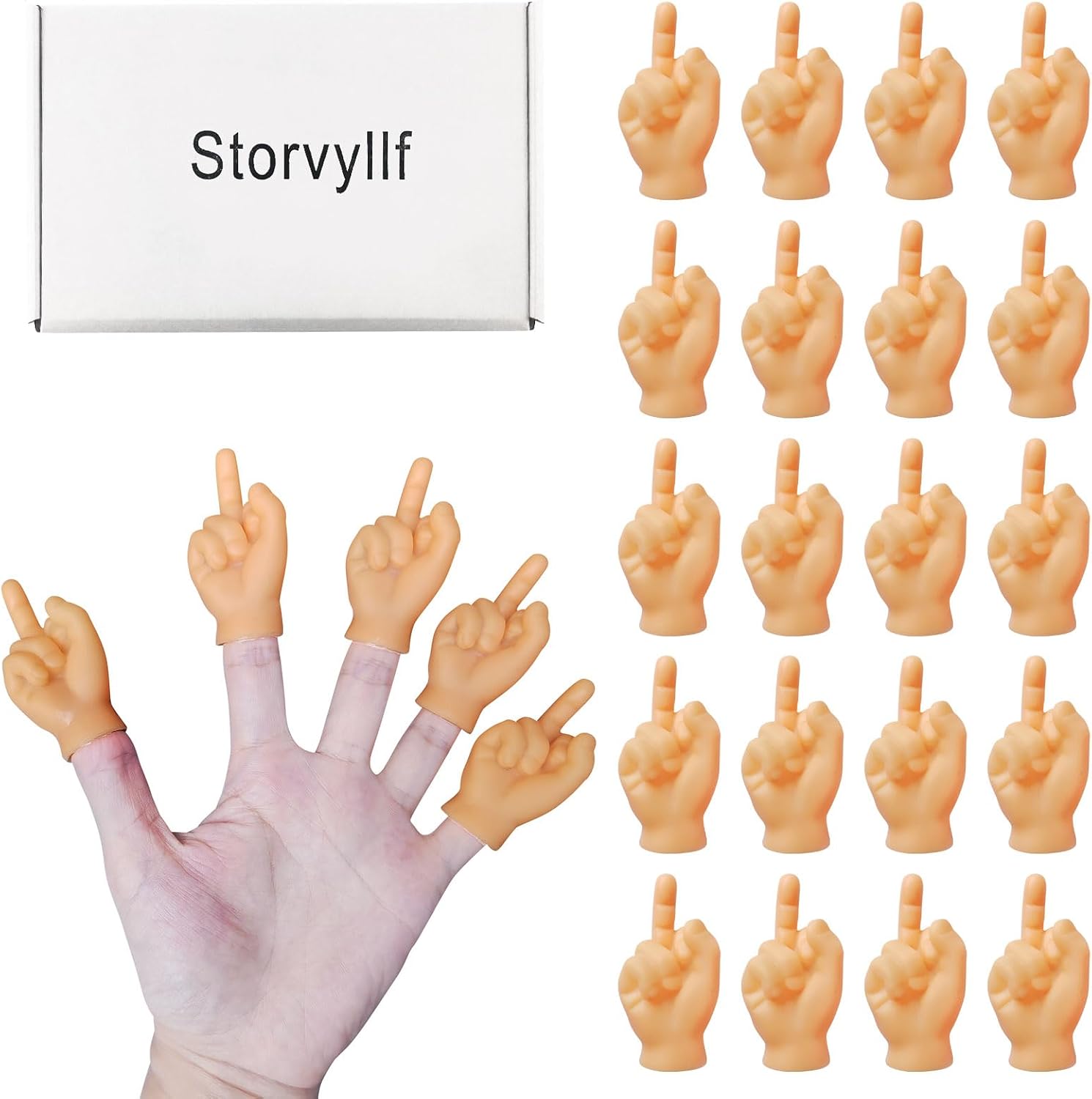Tiny Hands,30Pcs Miniature Little Hands Realistic Design Funny Mini Hands for Fingers Gifts Prank Gag Party Favors | 30 PCS little hands,realistic mini middle finger gifts,kids birthday party favor,party bag stuffers,dumb stuff gag bulk toys