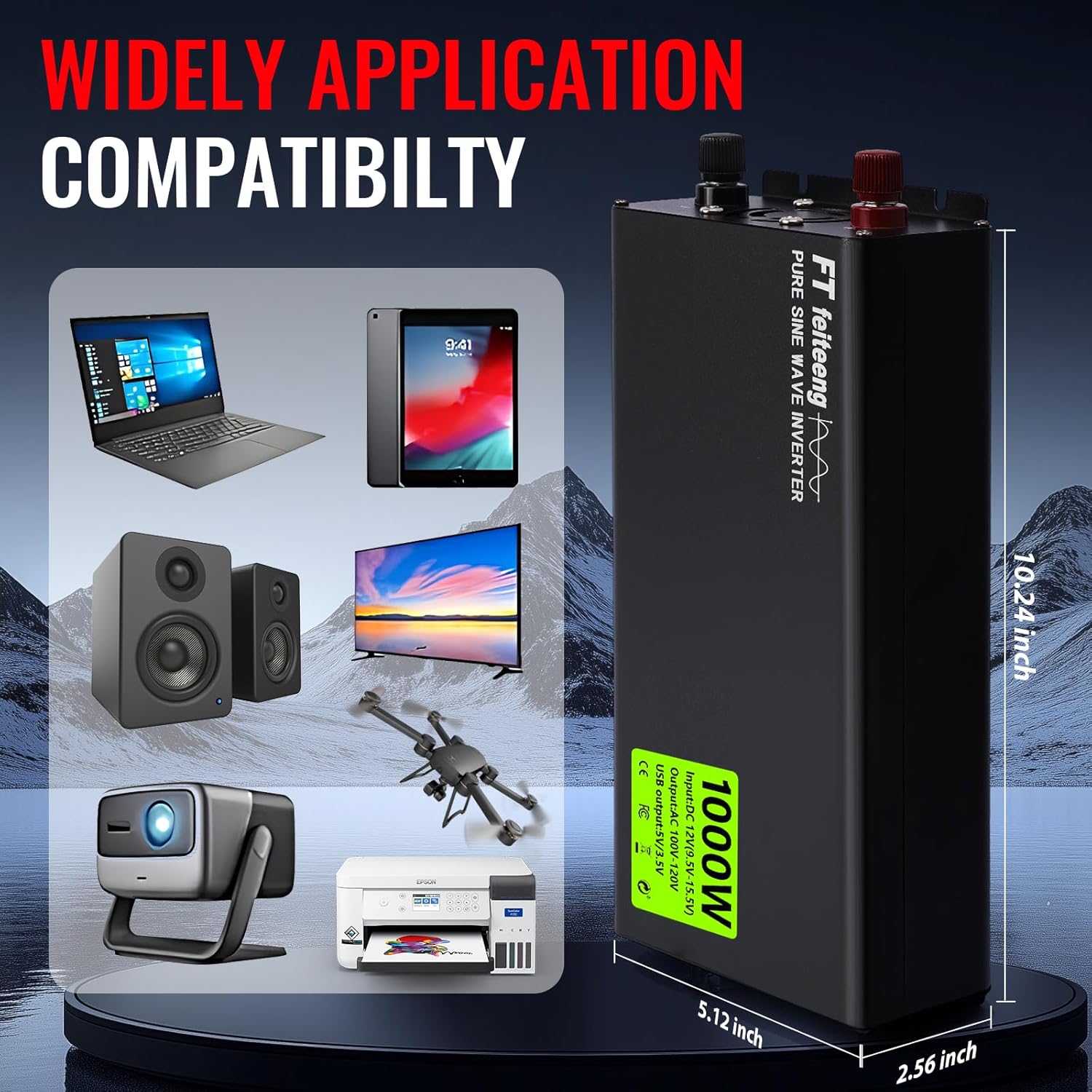 700w Pure Sine Wave Inverter, Dc 12v to Ac 110v/20v Inverter with Dual USB Ports Us Sockets,1400w Peak Car Power Inverter for Vehicles Rv Home Camping Car Truck