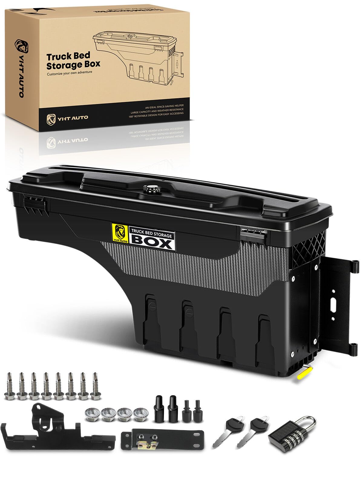 Boîte à outils droite YHTAUTO haute résistance pour plateau Toyota Tacoma