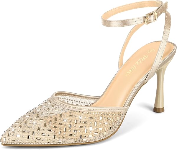 Women's Cienna High Heels Sexy Stiletto Pumps Closed Toe Mesh Sparkly...