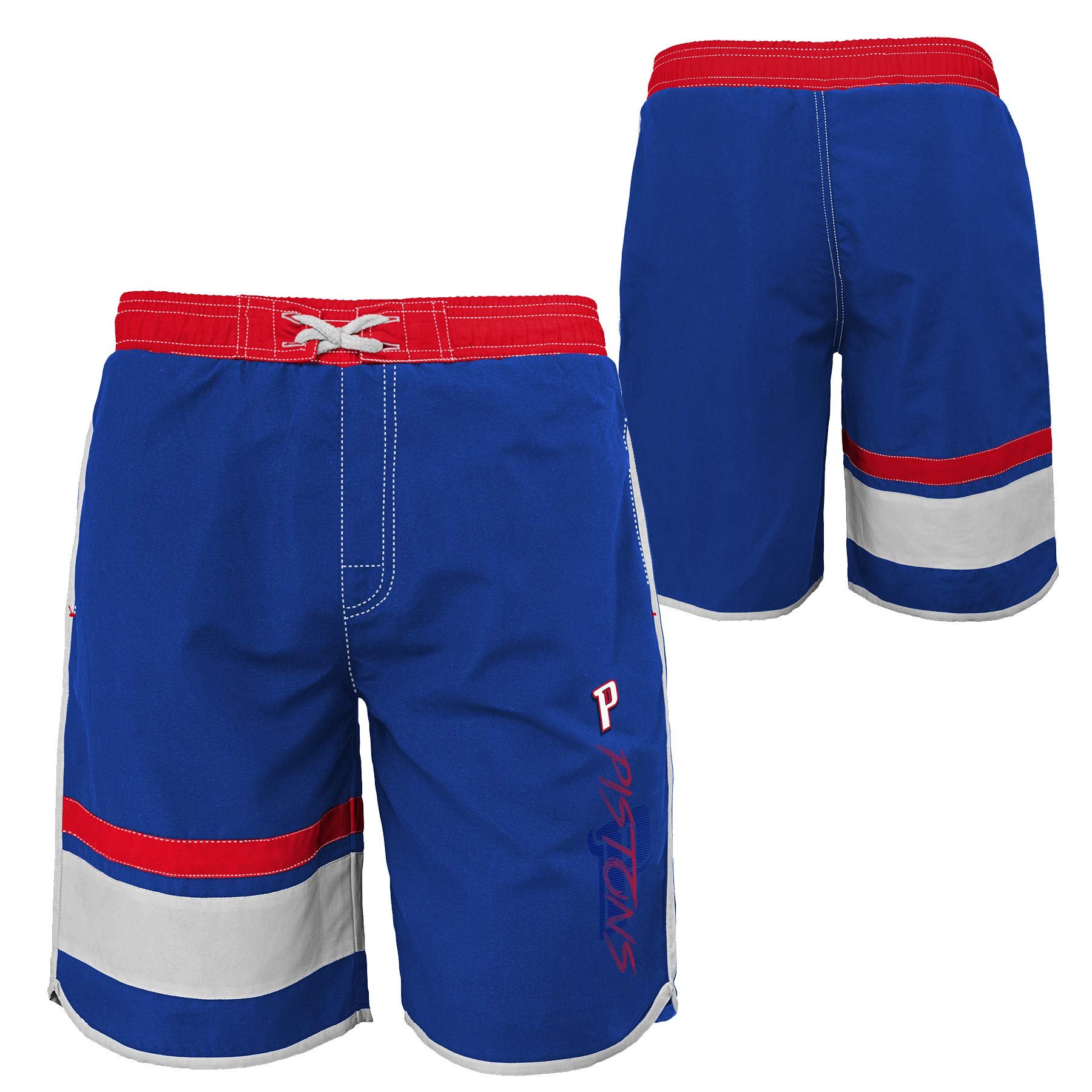 Outerstuff NBA Youth Boys (8-20) Color Block Swim Trunks, Detroit Pistons Medium (10-12)