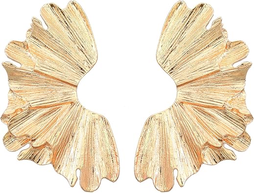 Gold Statement Earrings for Women Large Gold Earrings Gold Flower Earrings Ginkgo Leaf Earrings Summer Beach Party Jewelry for Women