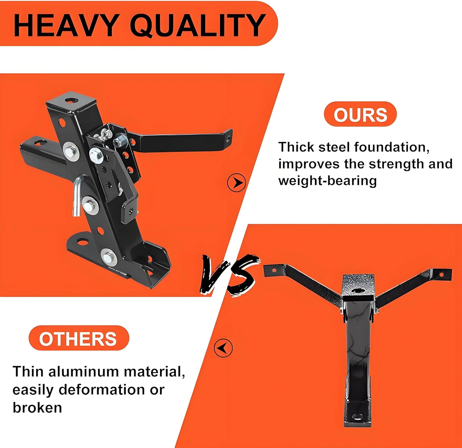 ECOTRIC Heavy Duty Adjustable Lawn Mower Trailer Towing Hitch, Garden Tractor Hitch Steel Compatible with John Deere Cub Cadet Craftsman