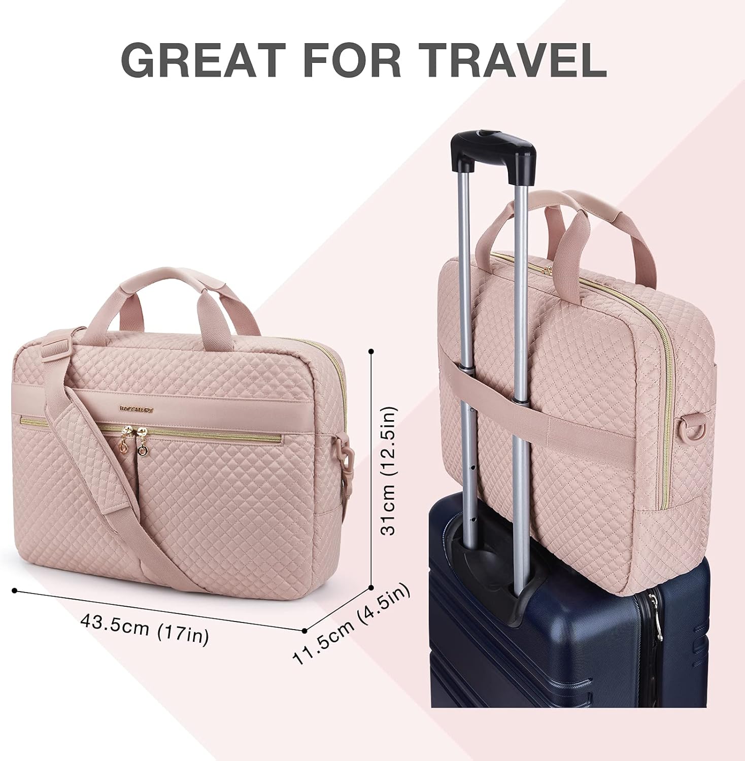 BAGSMART 17.3/15.6 Inch Laptop Bag, Briefcase for Women Computer Messenger Bag Office Travel Business, Pink - Image 6