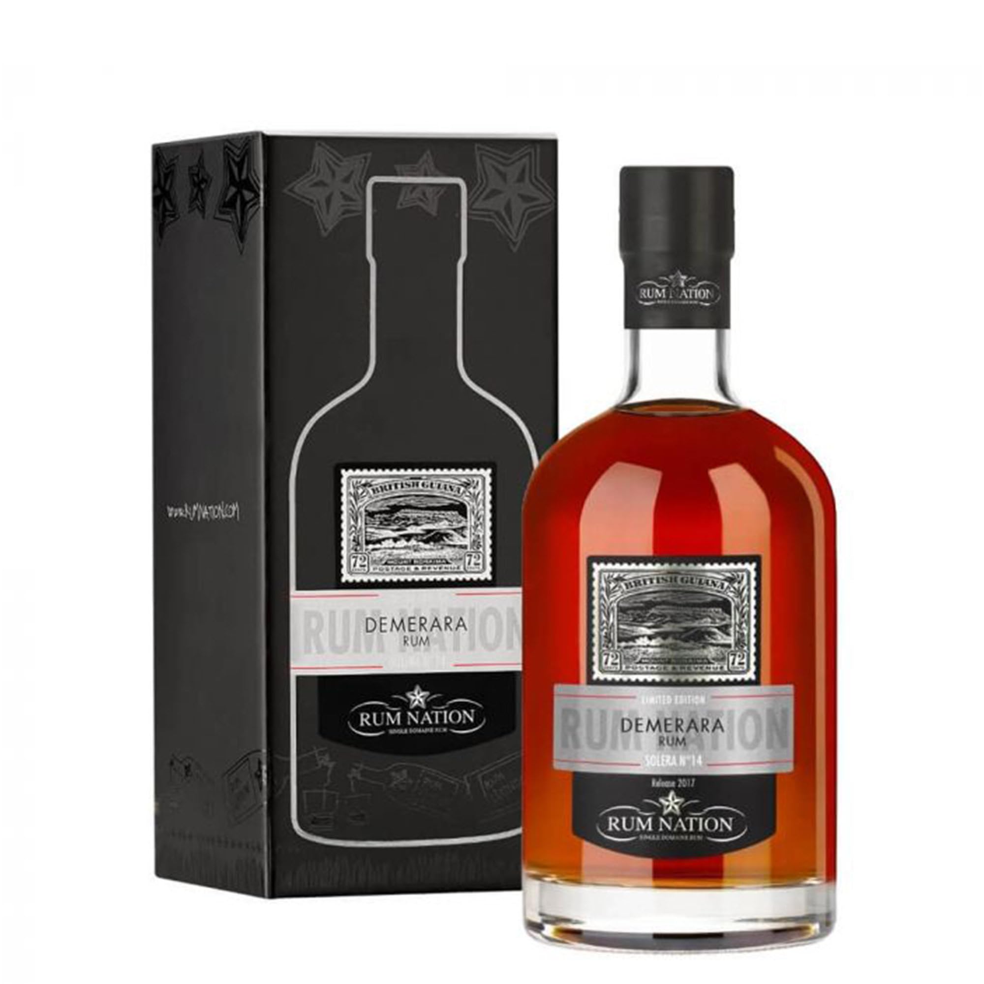 RUM NATION - Demerara Solera N.14 - Rhum Vieux Ambré - Origine : Guyane Britannique - Notes d'Epice & Cacao - 40 % Alcool - 70 cl - 1
