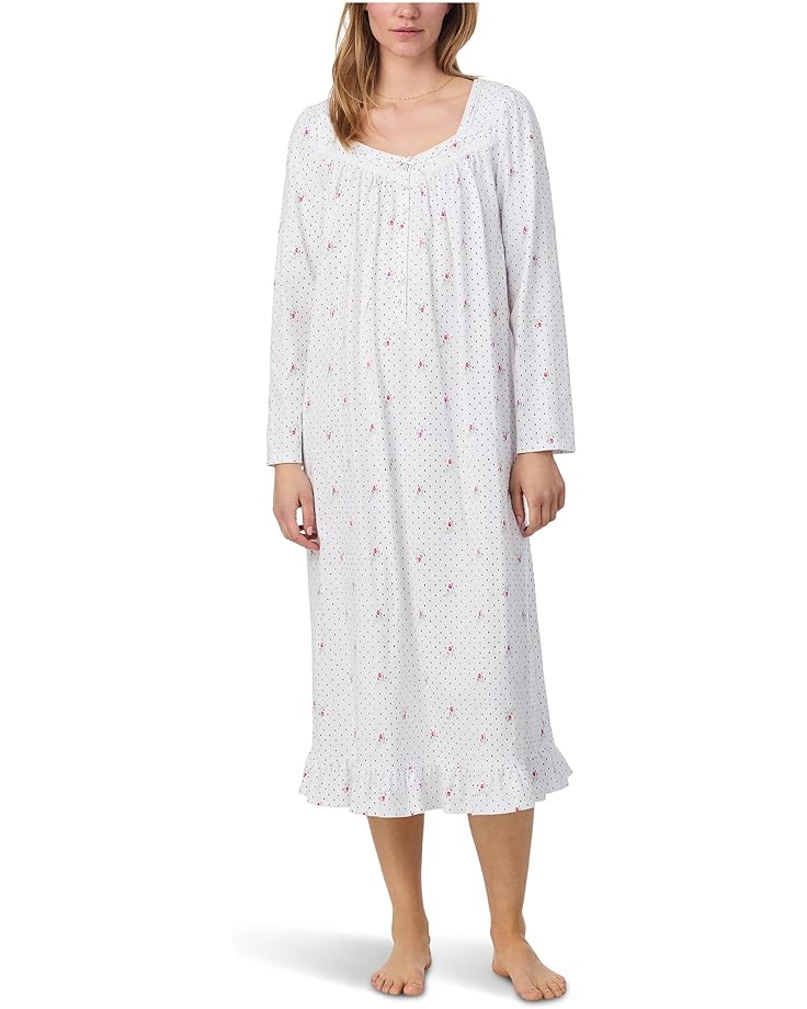 Eileen West Cotton Peached Jersey 48" Long Long Sleeve Nightgown - Main View