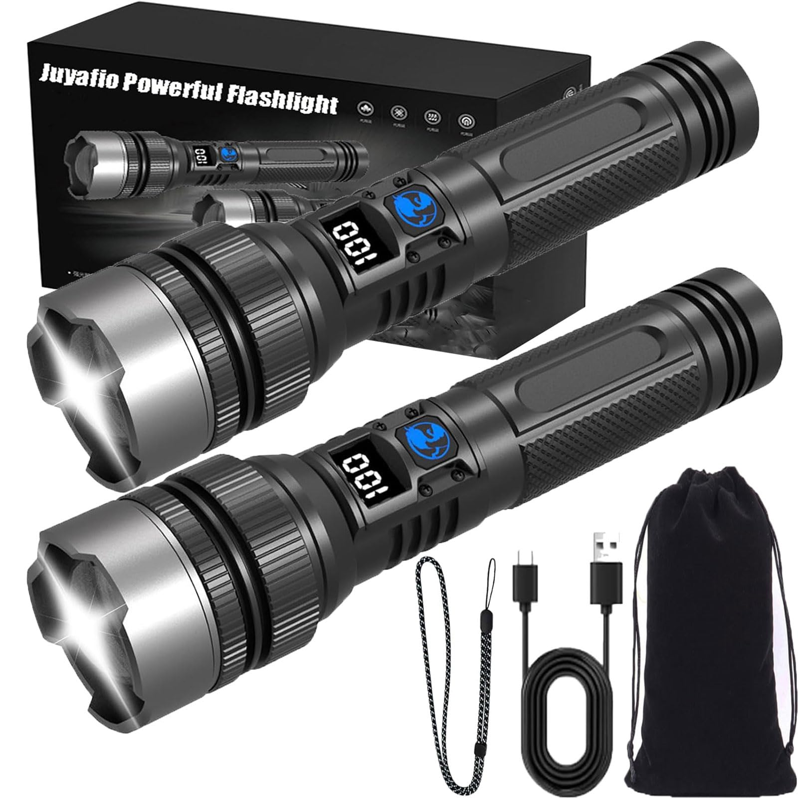 Flyzosy Lk360 Flashlight, Powerful150000 Lumens - USB Rechargeable
