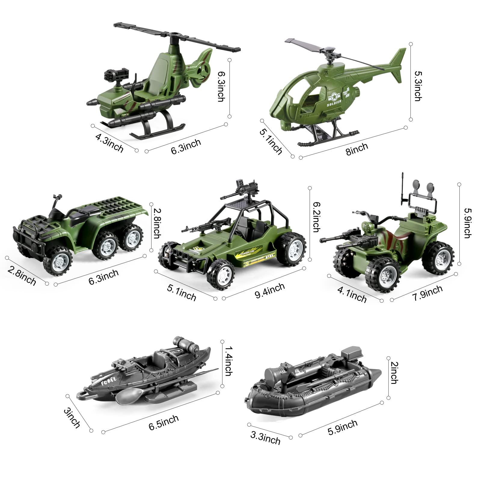JASSKKBO 78-in-1 Army Men Toys For Boys 4-7 & 8-12, Includes Army Base, Action Figures, Truck, Tank, Helicopter, Kayak Boat, Parachutes, Base Play Map - Boys' Birthday Gift & Party Favors In