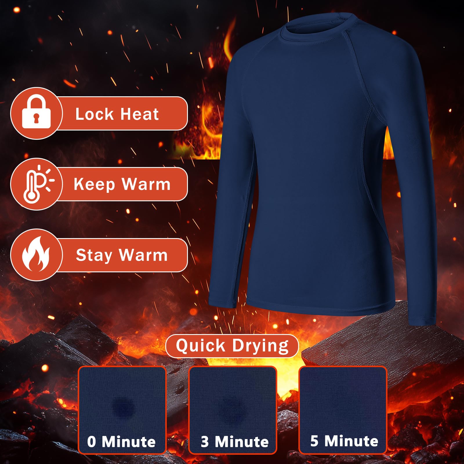 HYCOPROT Maglia Termica per Bambini Maglia Intima Termica a Maniche Lunghe Maglia Intima in Pile per Ragazzi Intimo Funzionale Traspirante Maglia Intimo da Sci per Inverno Escursionismo Ciclismo
