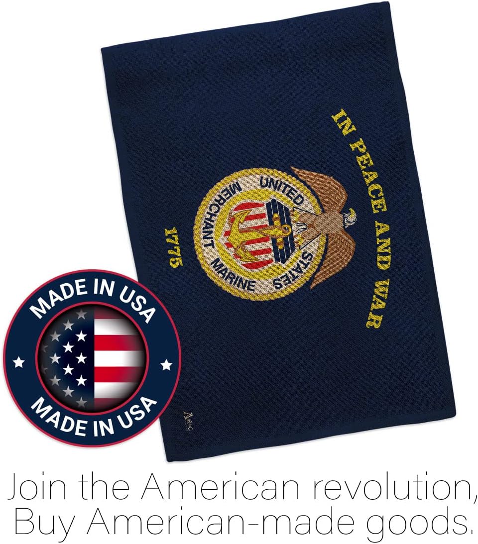 Merchant Marine Burlap Garden Flag - Set Wall Holder Armed Forces Corps USMC Semper Fi United State American Military Veteran Retire Official - House Yard Gift Double-Sided 13 X 18.5
