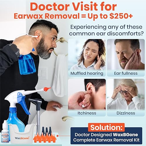 Vista 8 de Kit de eliminación de cera de oído WaxBGone® con otoscopio, gotas para la cera de oído, puntas de irrigación SoftSpray®, botella de spray de alta