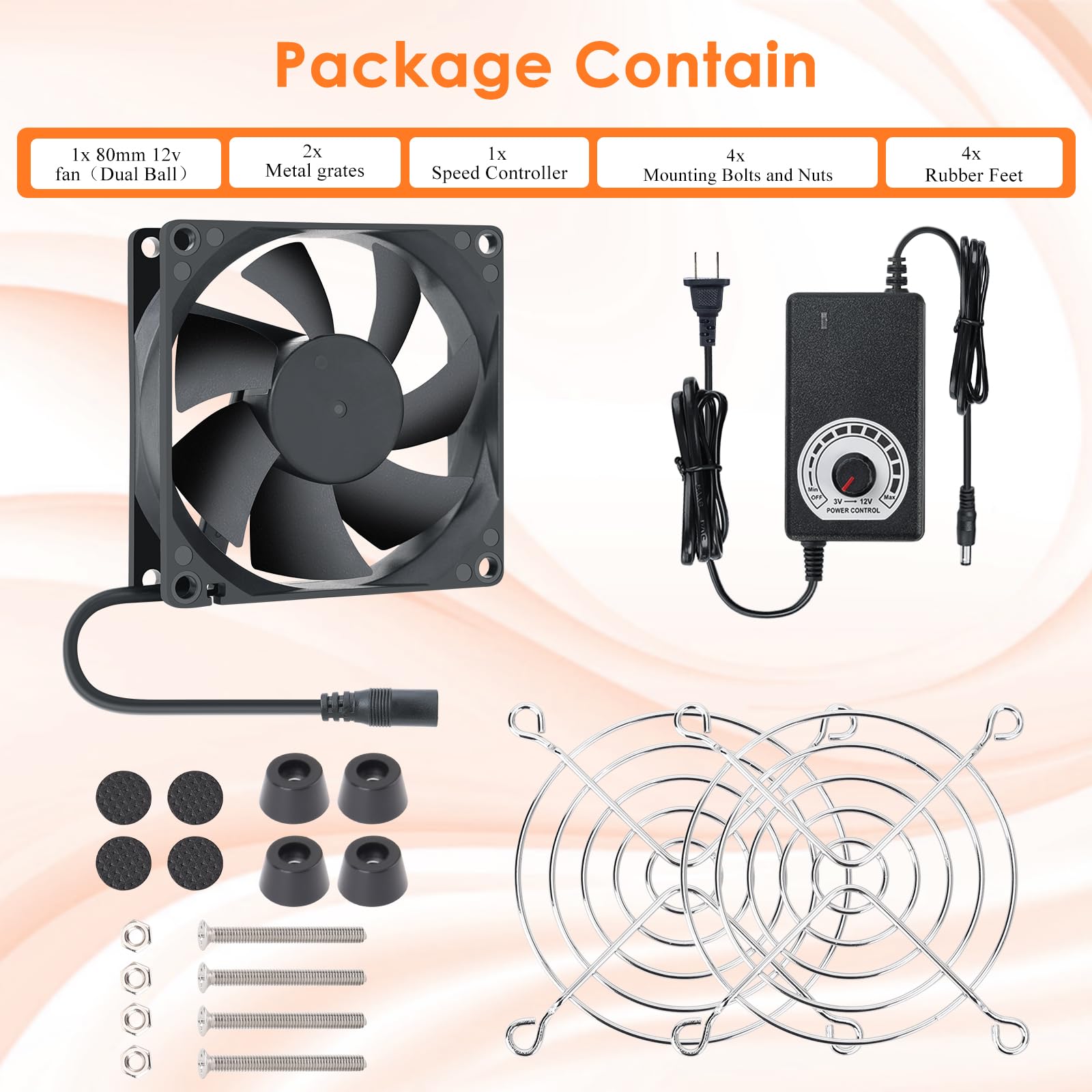Ventilador de computadora pequeño de 3.150 in con enchufe de CA, ventilador de 110 V 120 V 220 V 240 V con controlador de velocidad, refrigeración para PC de juegos, módem, gabinete, 6