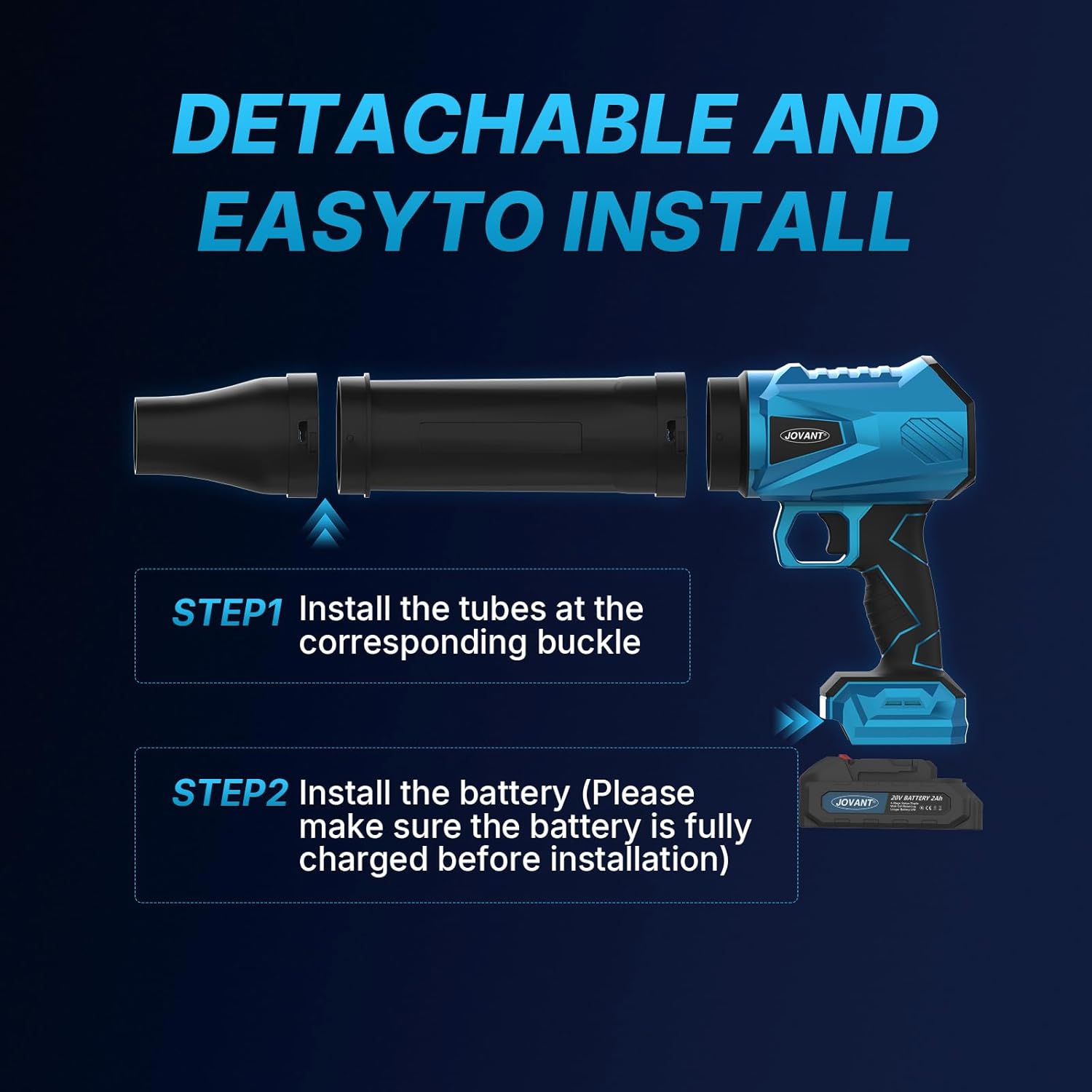 Cordless Leaf Blower, 580,000 RPM Electric Handheld Blower with 2×2.0Ah Batteries & Fast Charger, Variable Speed, Extended Nozzle, Powerful Airflow, Lightweight for Lawn/Yard/Leaves/Car/Dust Cleaning