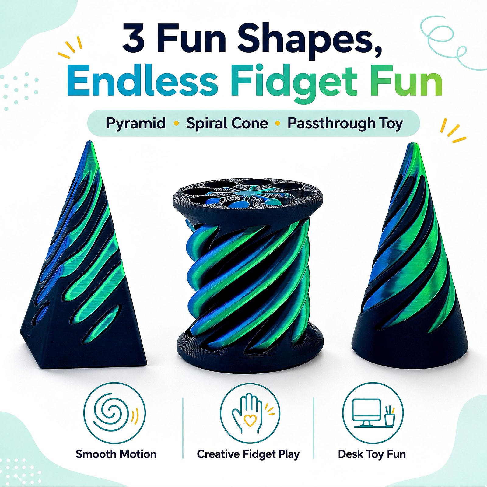 Pyramide Fidget Impossible – Sculpture Passthrough 3D Anti-Stress – Casse-Tête à Effet Visuel Hypnotique – Cadeau Original Adulte