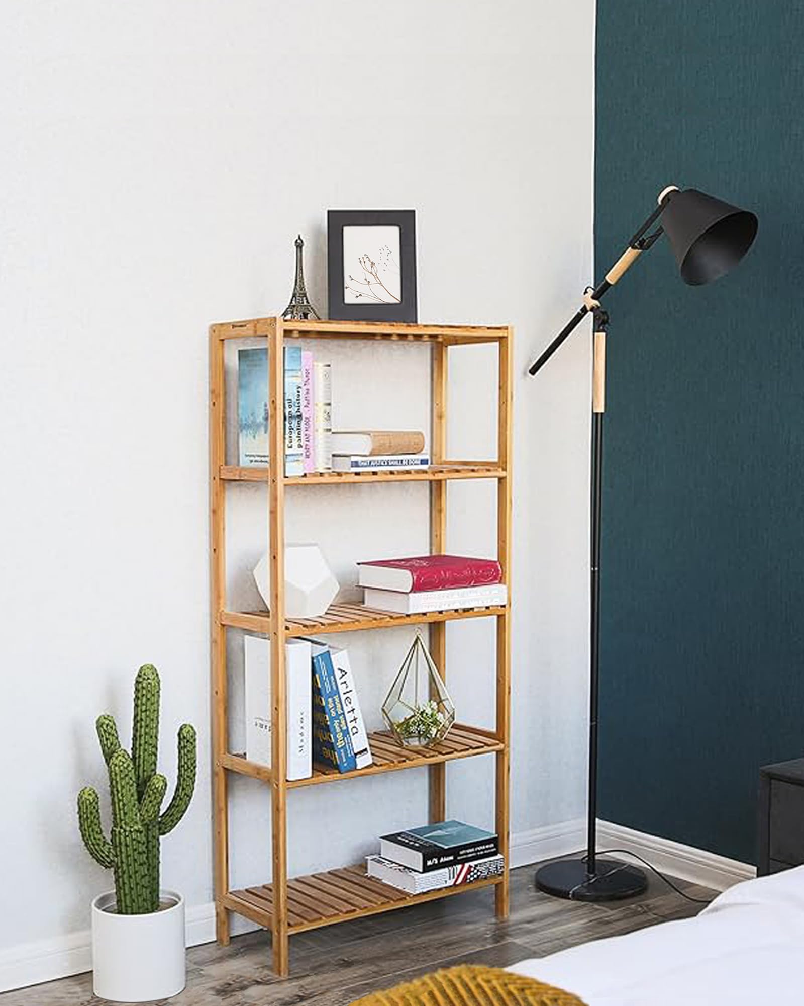 SONGMICS Étagère de Rangement, Meuble à Chaussures à 5 Niveaux, Support pour Plantes, Multifonction, pour Entrée, Salle de Bain, Balcon, Cuisine, 26 x 60 x 130 cm, Naturel BCB35Y