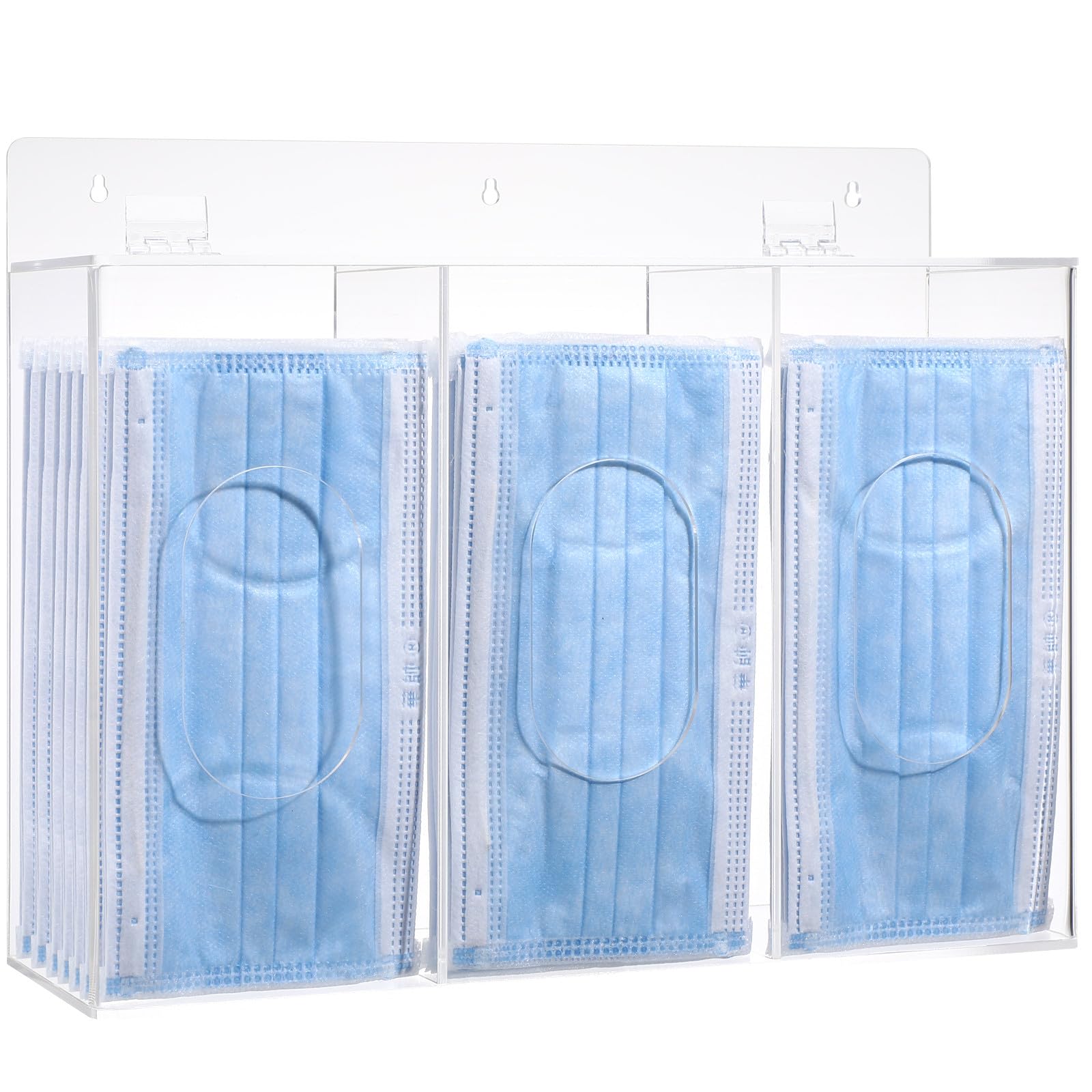 Dispenser da Resistente All'usura in Acrilico per Guanti e Mascherine 3 Scomparti e Organizzazione Efficiente per