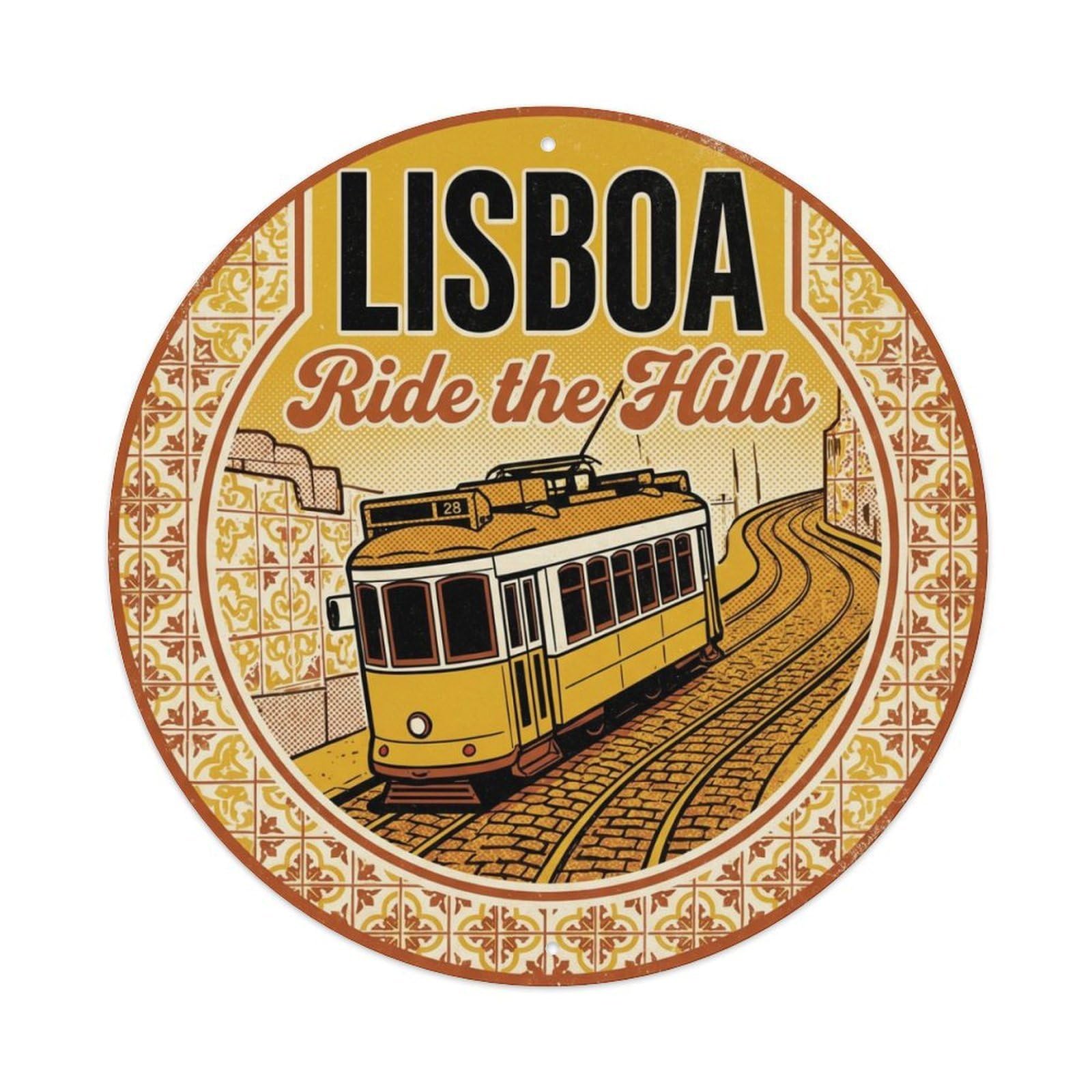 Fqnyr Style Vintage Travel Tram Portugal Metal Tin Sign