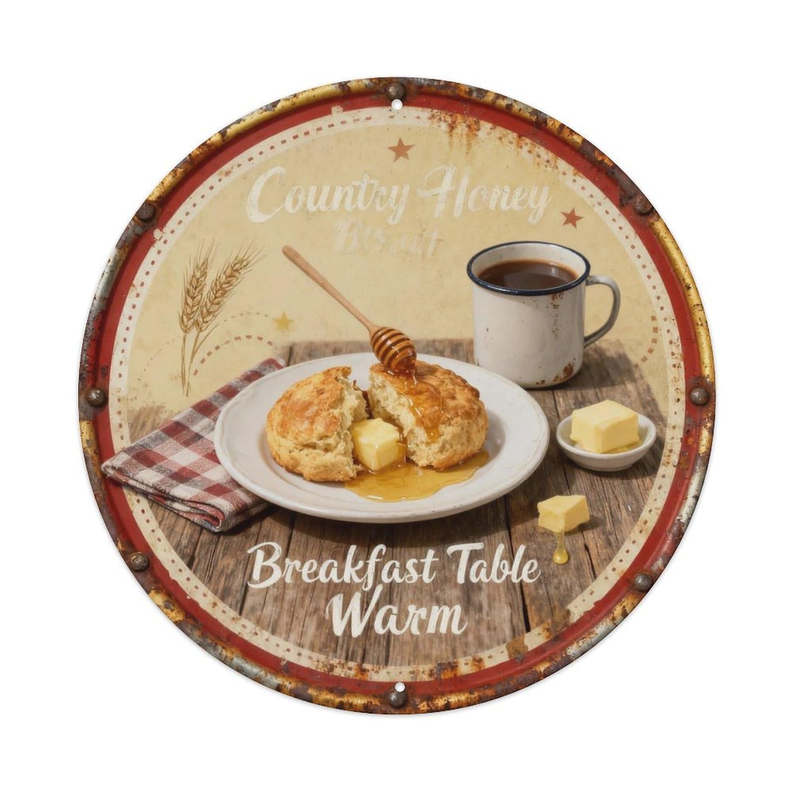 Country Honey Biscuit Decor Metal Tin Sign Plaque