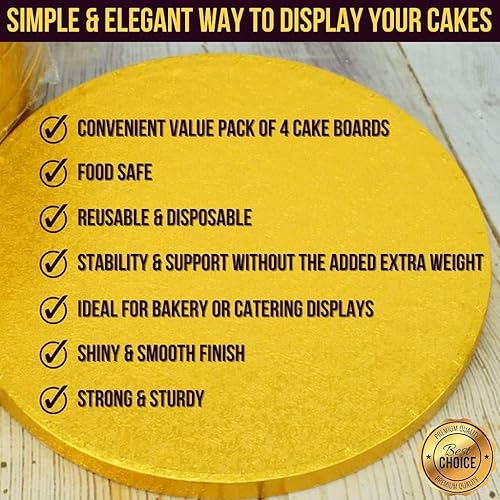 Miniatura 5 de Tablas para tartas, paquete de 4, 12 pulgadas, color azul, reutilizables, redondos, para postres llamativos, bases de cartón resistentes con