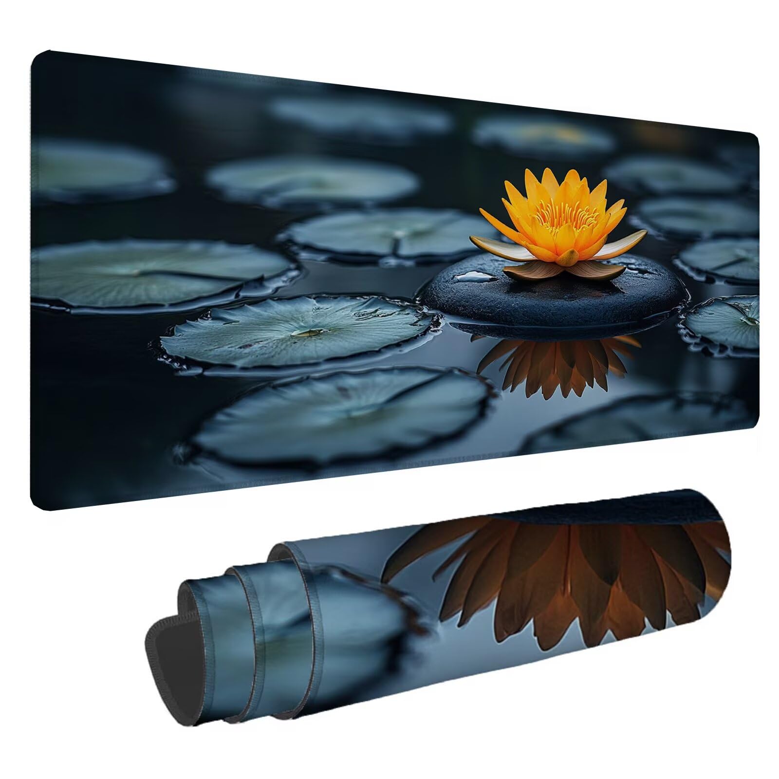 Lotus podkładka pod mysz XXL arkusz 1600 x 800 x 4 mm podkładka pod mysz do gier, duża wodoodporna antypoślizgowa podkładka na biurko, podkładka pod mysz szyte krawędzie dla graczy, komputer,
