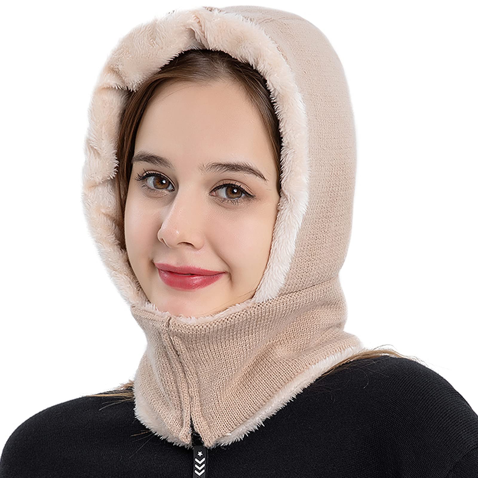 Gorro pasamontañas para hombre y mujer, con capucha de forro polar, para ciclismo, esquí, cubierta facial, gorro de invierno, calentador de cabeza y cuello