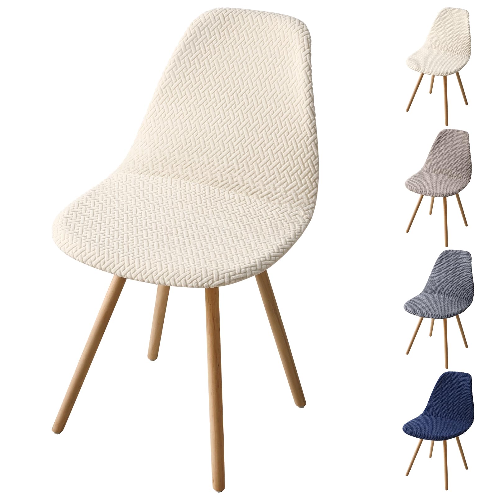 Fuloon Shell Dining Chair Covers, Mid Century Modern Chair Slipcover, Jacquard Elastic Dining Chair Covers, Washable Removable Chair protector for Dining Room, Kitchen, Restaurant, Hotel