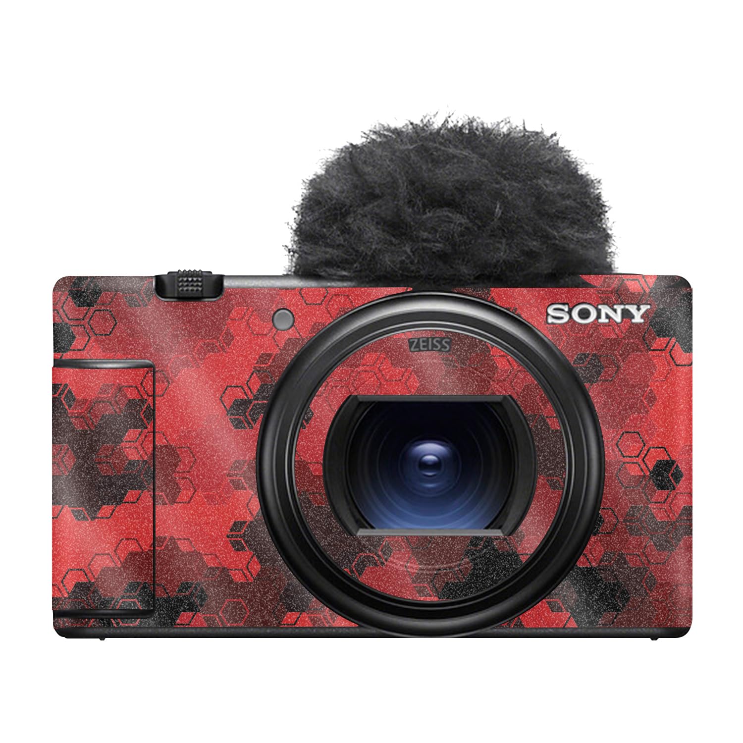 Glossy Glitter Camera Skin Compatible with Sony ZV-1 Mark II (2023) - Red Hexa Camo - Premium 3M Vinyl Protective Wrap Decal Cover - Easy to Apply | Crafted in the USA by MightySkins