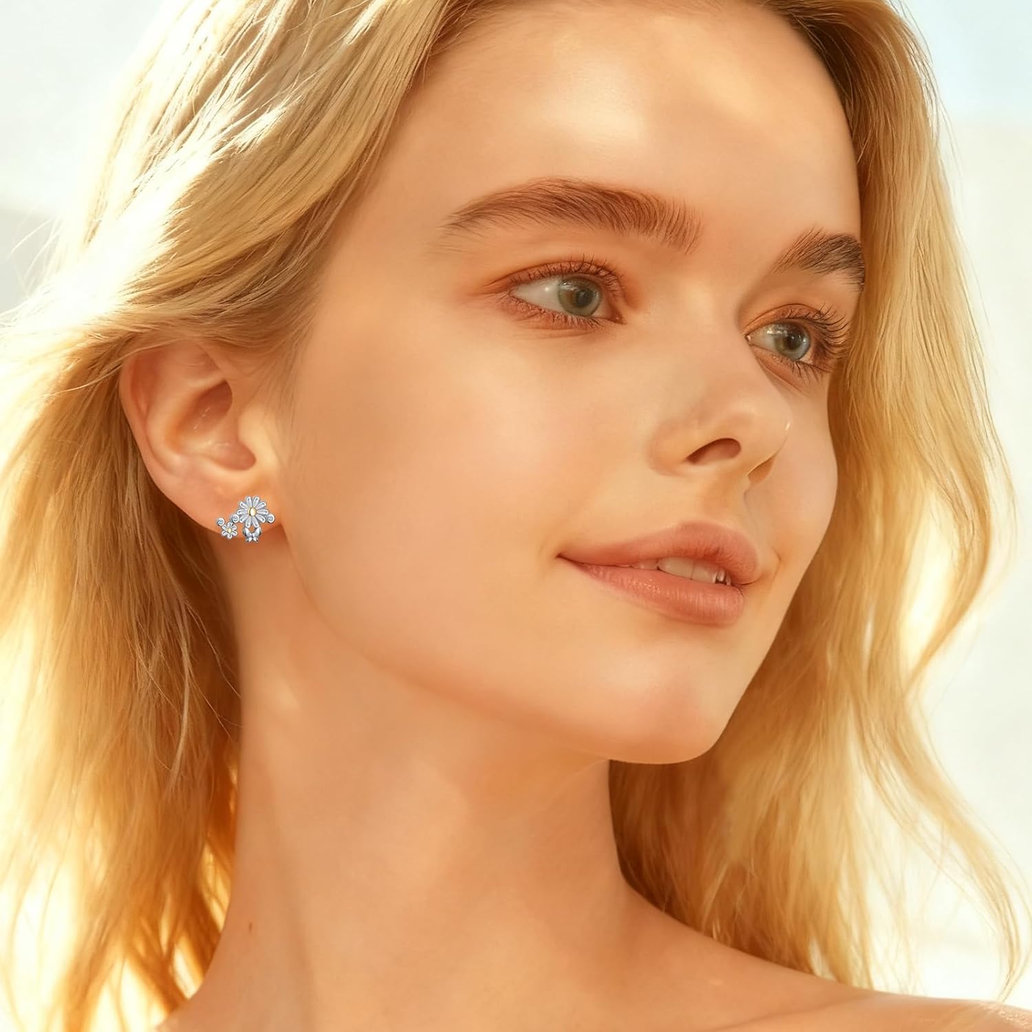 Alphm Daisy Chain Drop Earrings S925 Sterling Silver Long Tassel Earrings Cubic Zirconia Flower Dangle Wedding Earrings For Brides Statement Jewelry Gifts For Women