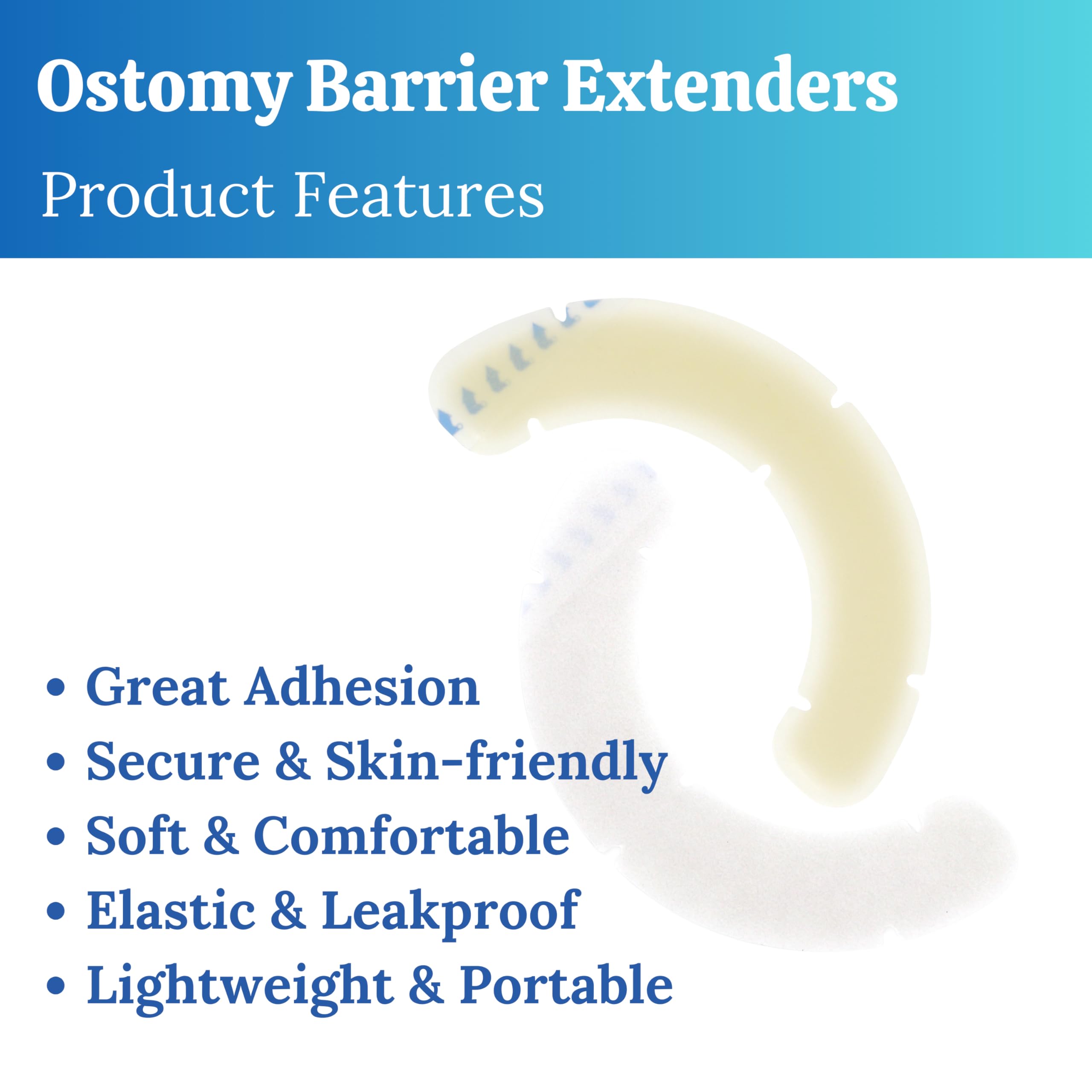 40 tiras de barrera de ostomía con huecos, suministros elásticos de urostomía para ileostomía, cintas extensoras de barrera cutánea para bolsas de colostomía