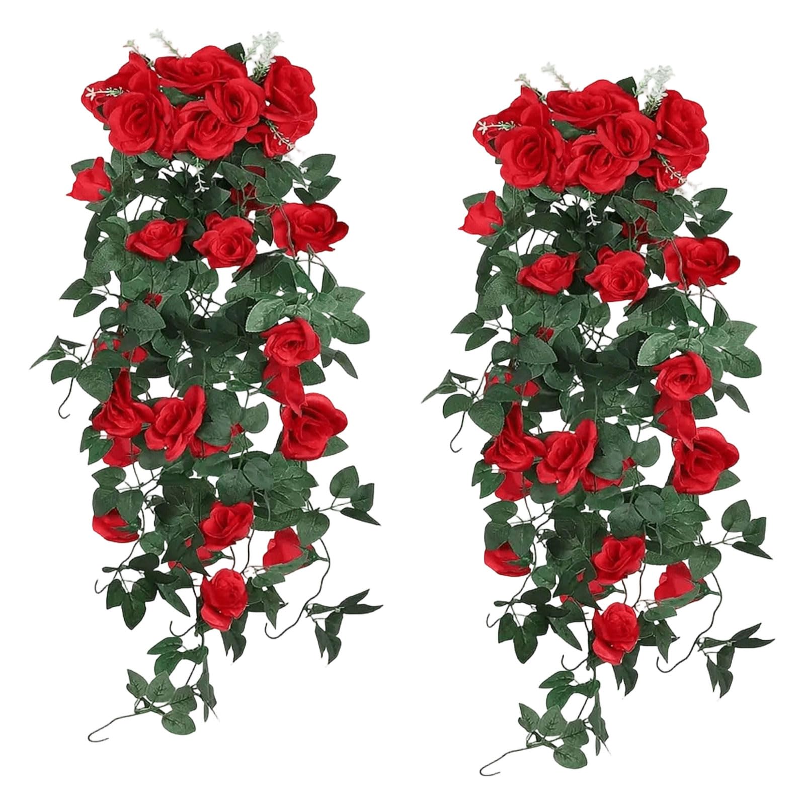 NVOQILIN Realistic Rose Flower Vine Hanging Decoration Ideal for Home Offices Parties Event Indoor Outdoor Use Realistic Fraudulent Roses for Partitions