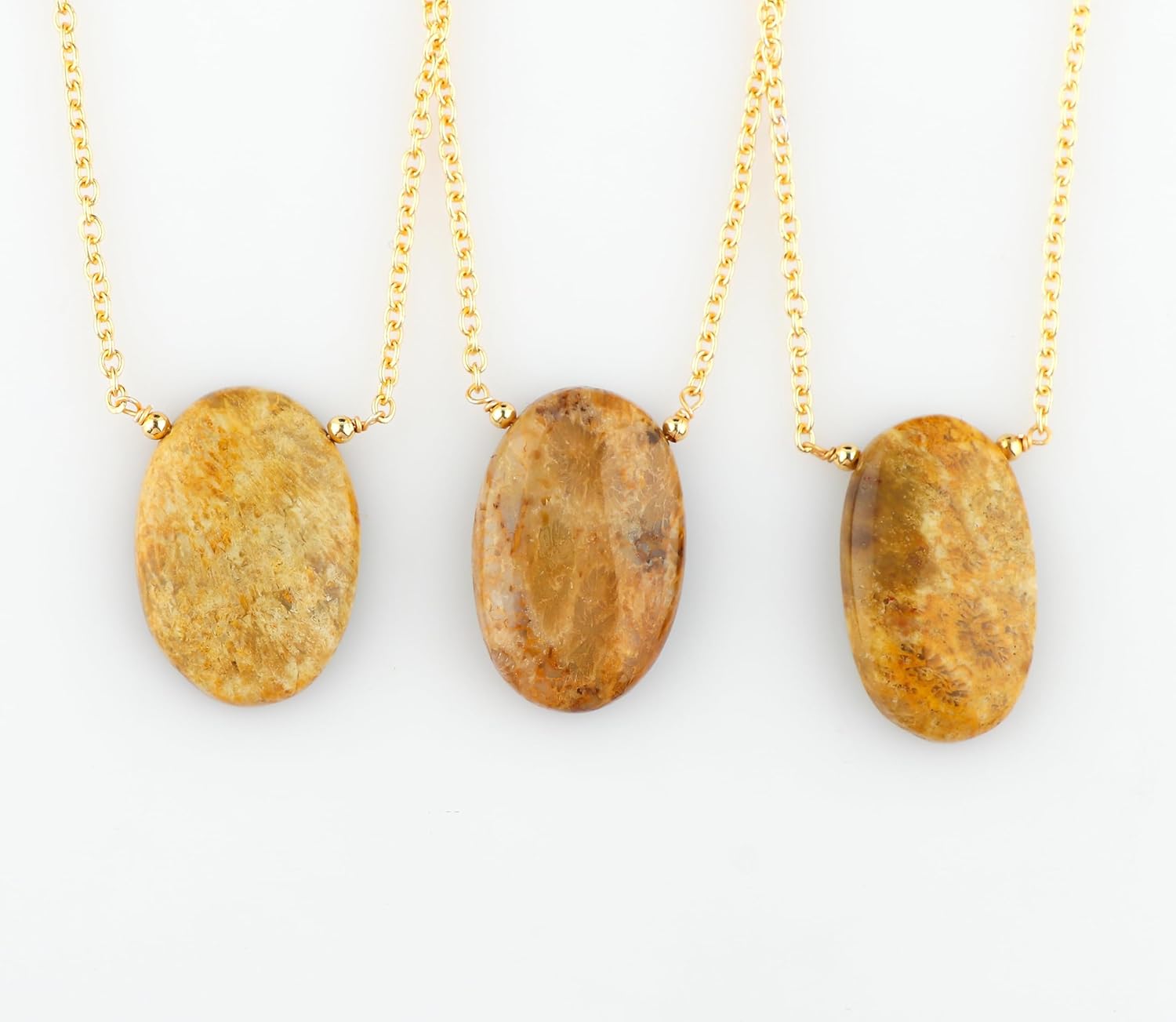 Natural Gemstone Oval Pendant Necklace Lightweight Crystal Necklace Handmade Jewelry Jewelry for Women Adjustable Gold Plated Chain 18" (Inch) - Image 2