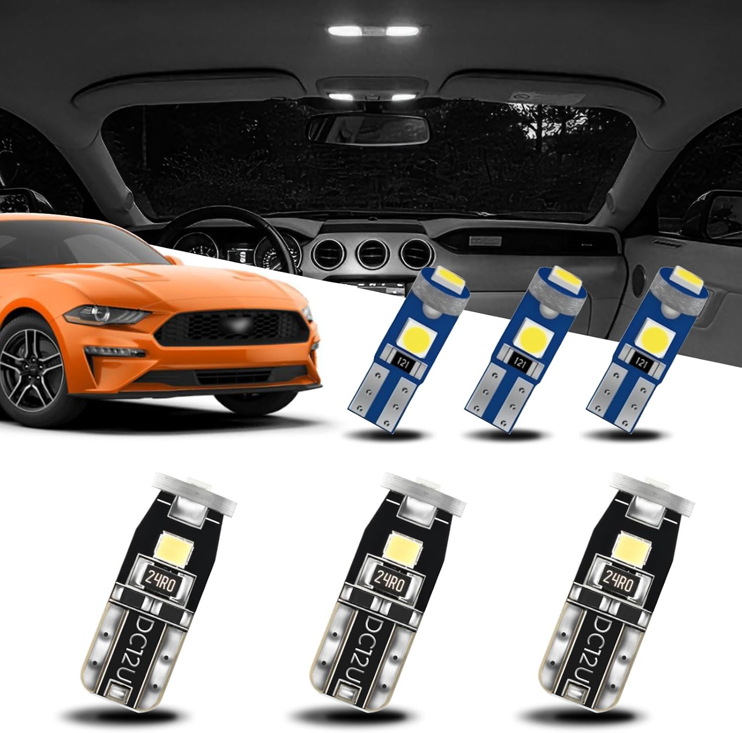 EASY EAGLE LED Interior Car Lights for Ford-Mustang-2015-2021: 8 Piece Kit White LED Light Bulbs - Super Bright 6000K + Install Tool