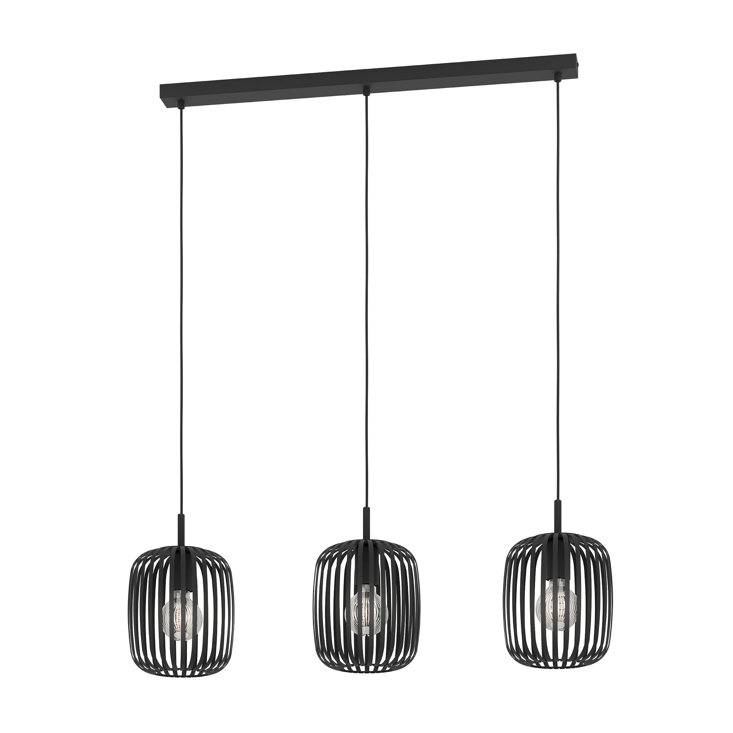 EGLO Hängelampe Romazzina, Esstisch Pendelleuchte 3-flammig, Esszimmerlampe aus Metall in Schwarz, Hängeleuchte mit E27 Fassung