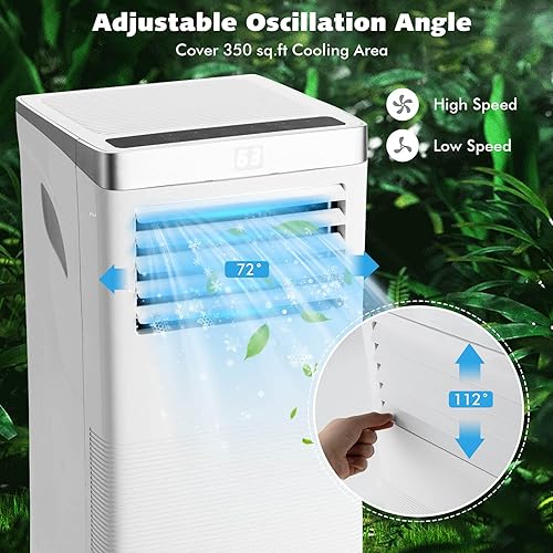 Miniatura 6 de LDAILY Aire acondicionado portátil de 10000BTU con control remoto, enfriador de aire 3 en 1 con 3 modos y 2 velocidades de viento, función de