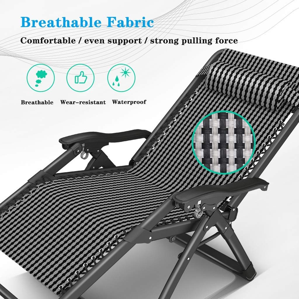 Chaise longue pliante d'extérieur robuste – Chaise longue inclinable portable pour jardin et pelouse – Confortable et pliable pour la détente et les bains de soleil