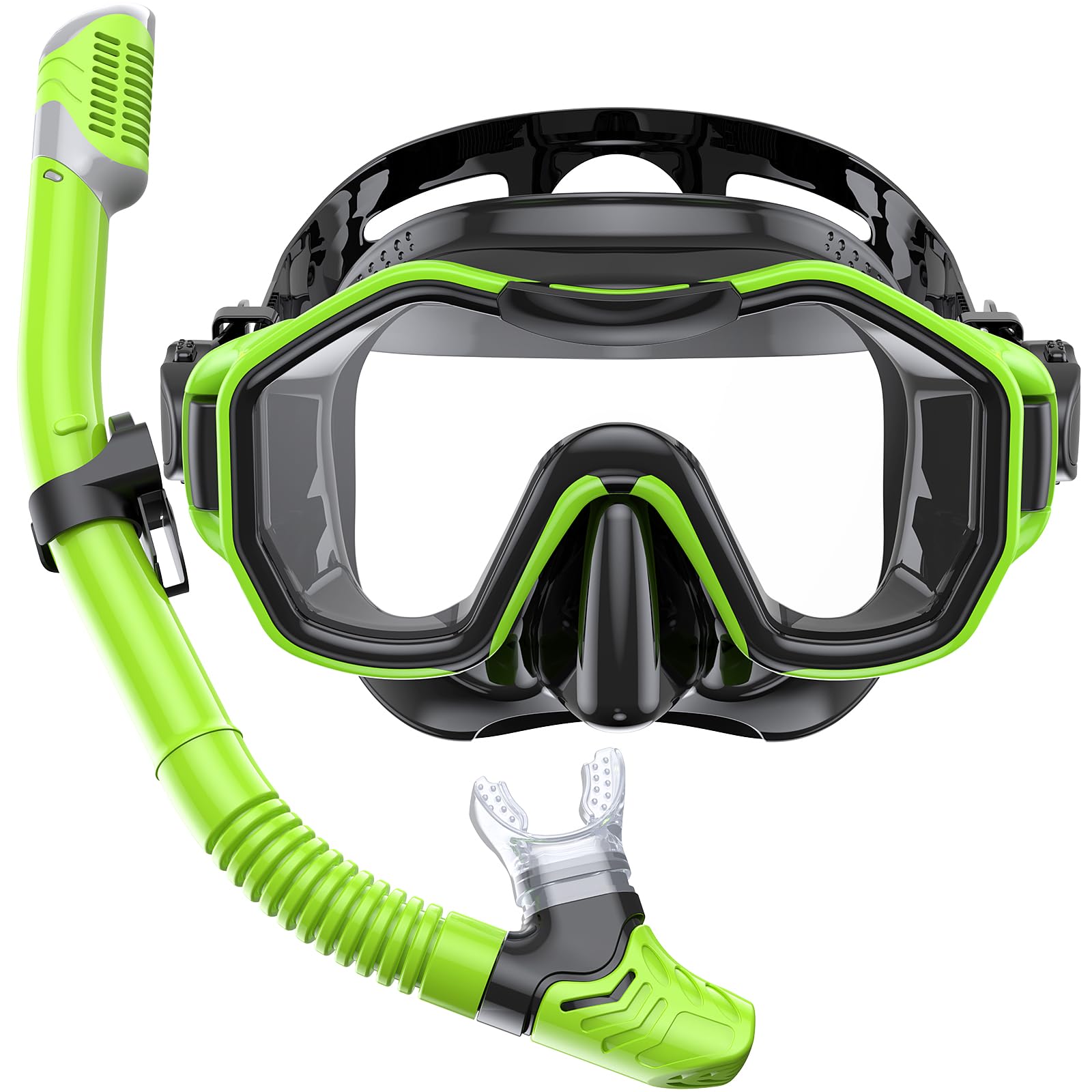 Snorkeling Gear for Adults Kids, Dry-Top Snorkel Set, 180°Panoramic Wide View Diving Mask Breathing Freely Snorkel Mask for Snorkeling Scuba Diving Swimming Travel