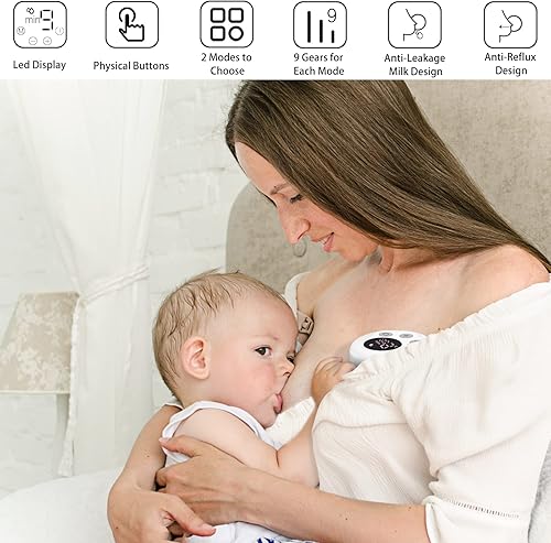 Miniatura 2 de Extractor de leche electrónico extractor de leche manos libres con pantalla LCD 2 modos y 9 niveles de succión función de memoria manos libres sin