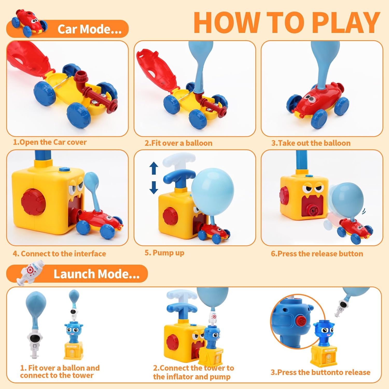 Balloon Launcher Toy Set,Balloon Powered Cars, Inertial Balloon Car, Creative Inflatable Balloon Pump Racing Car,Scientific Experiment Intelligence Education Preschool Children's Toys.(24PCS Balloon)