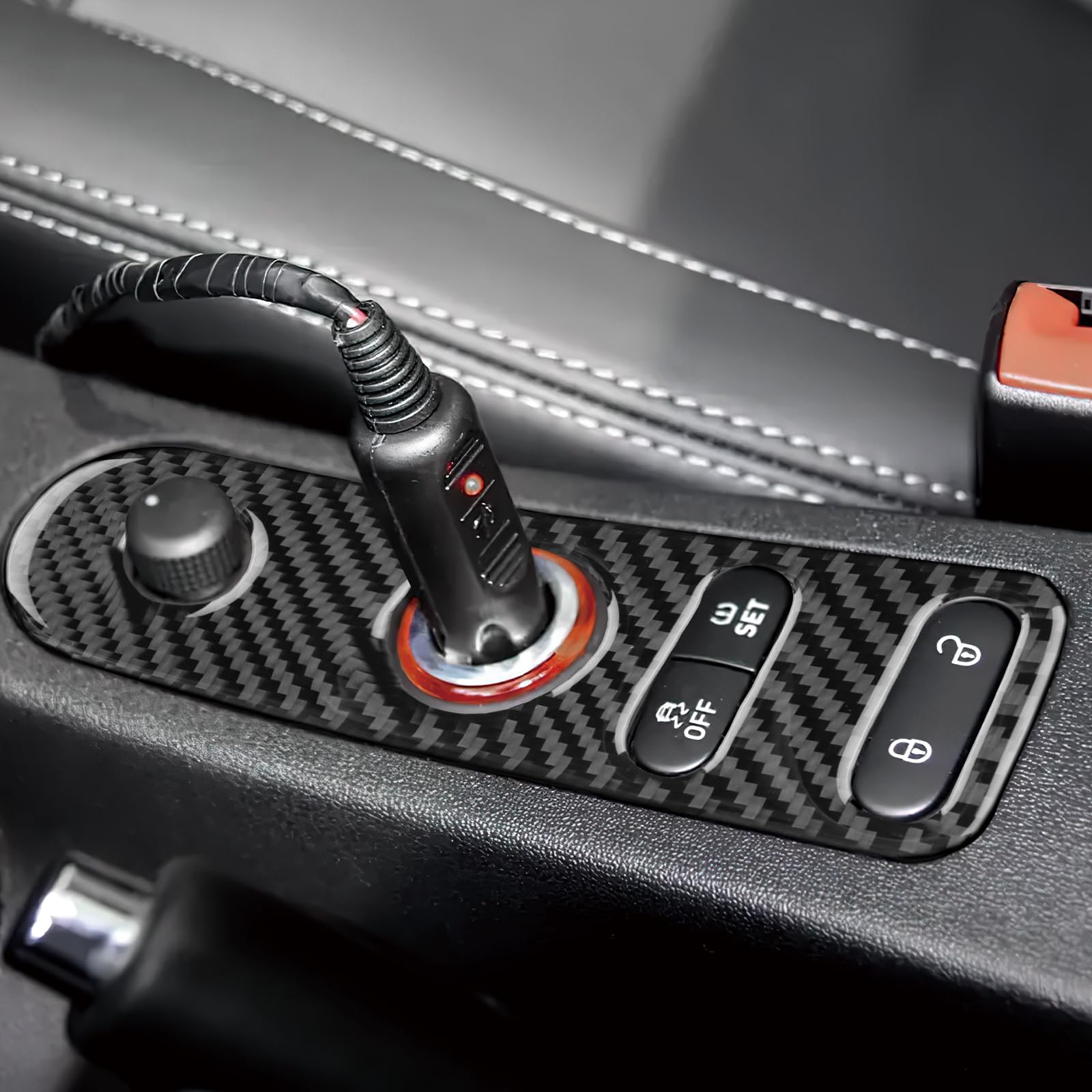 seat leon cigarette lighter KUNGKIC For Seat Leon 2005-2012 Accessories Carbon Fibre Interior Trim Car  Cigarette Lighter Sticker Self-adhesive Decal Cool Auto Parts RHD (TypeA