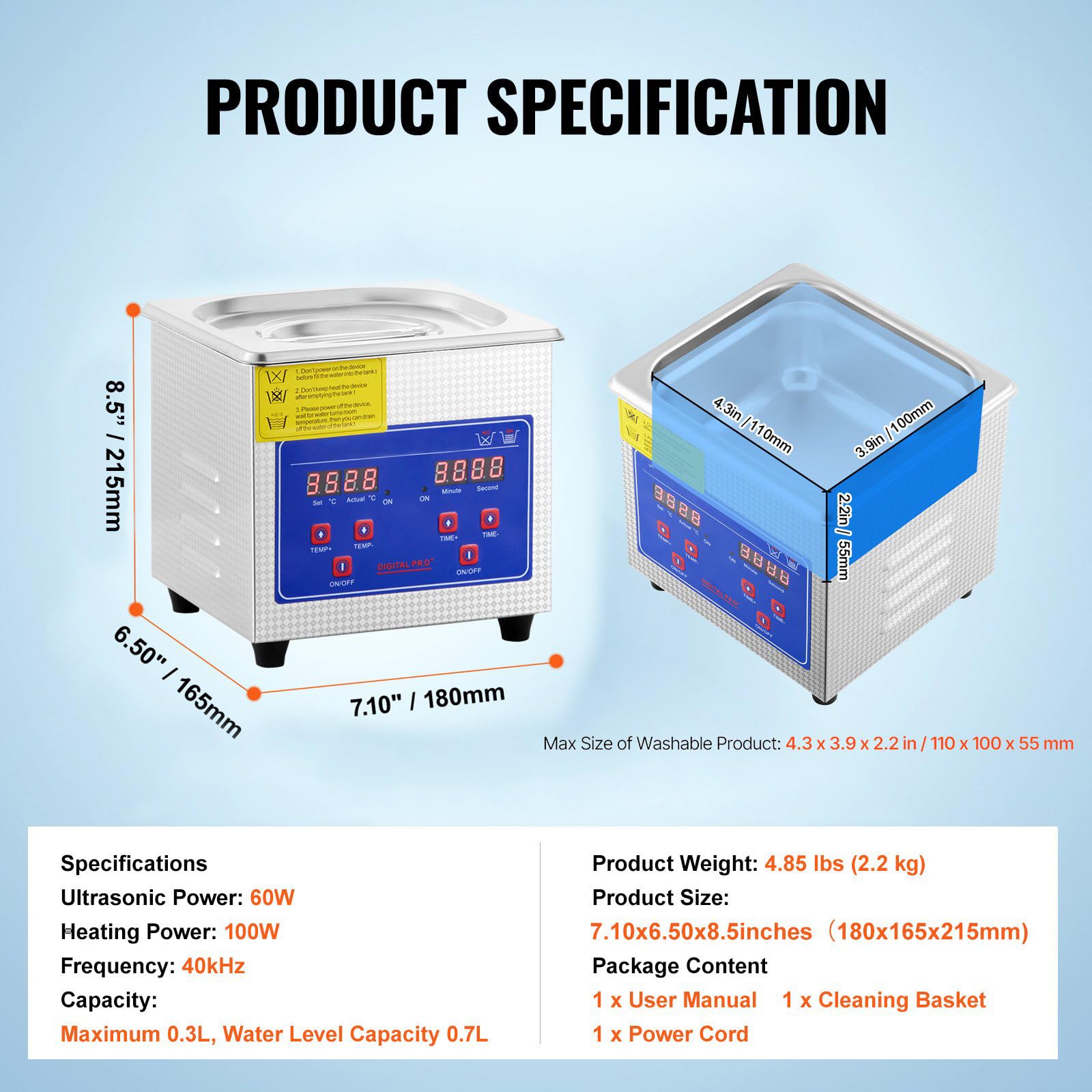 3L Ultraschallreiniger mit Heizfunktion, 40kHz Ultraschallreiniger für Labor, Haushalt, Werkzeuge, Brillen, Schmuck, 120W Ultraschallreinigungsgerät aus Edelstahl für den industriellen Einsatz
