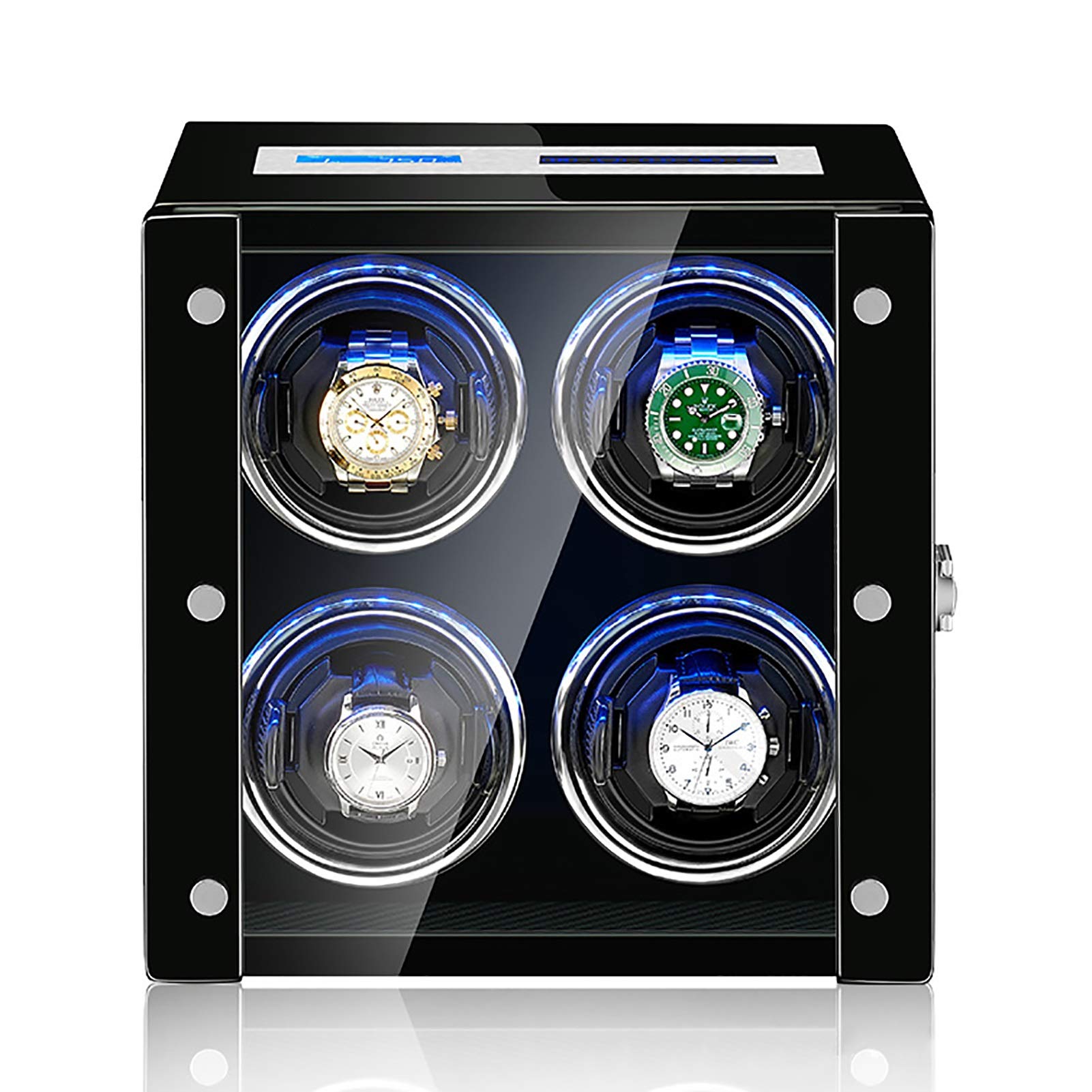 WMYYZYQ Spinner winding box Watch Winders - Intelligent Watch Shaker Antimagnetic Mechanical Watch Automatic Winding Device Touch Screen Watch Winder Dust-proof Storage,Black-2