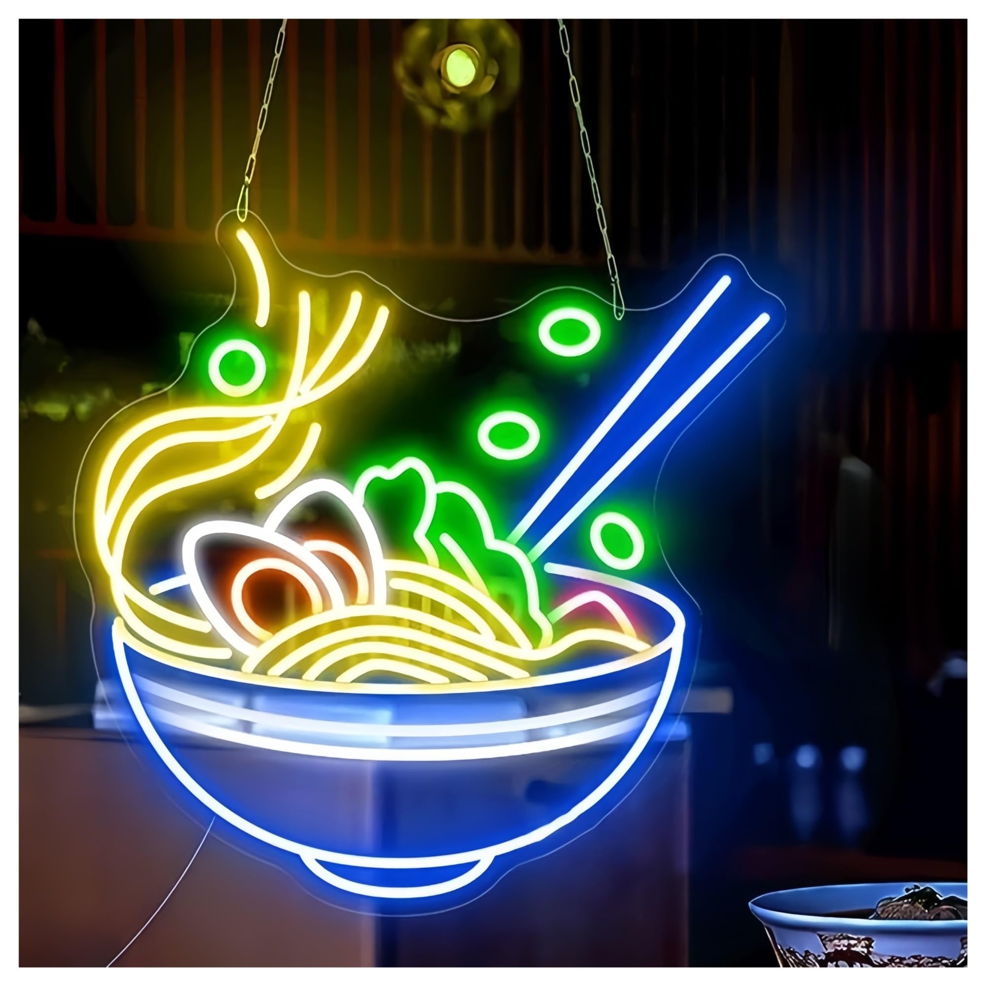 SHOUXI Sign Lamp Noodles Neon Sign Japanese Noodles for Restaurant Food Shop Wall Decor Ramen Sign Ramen Bowl Neon Light(D,60CM)