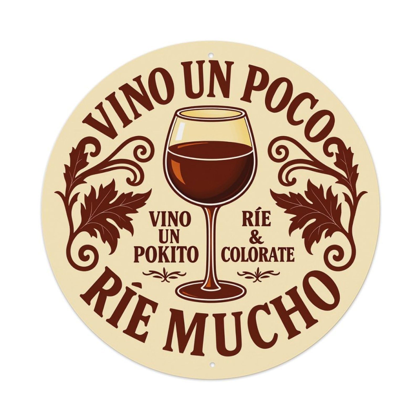 Wine A Little Laugh A Lot Vintage Metal Tin Sign Retro Wall Decor for Home Bar Garage Cafe, Indoor & Outdoor Decorative，circle Metal Poster, 8x8 Inch