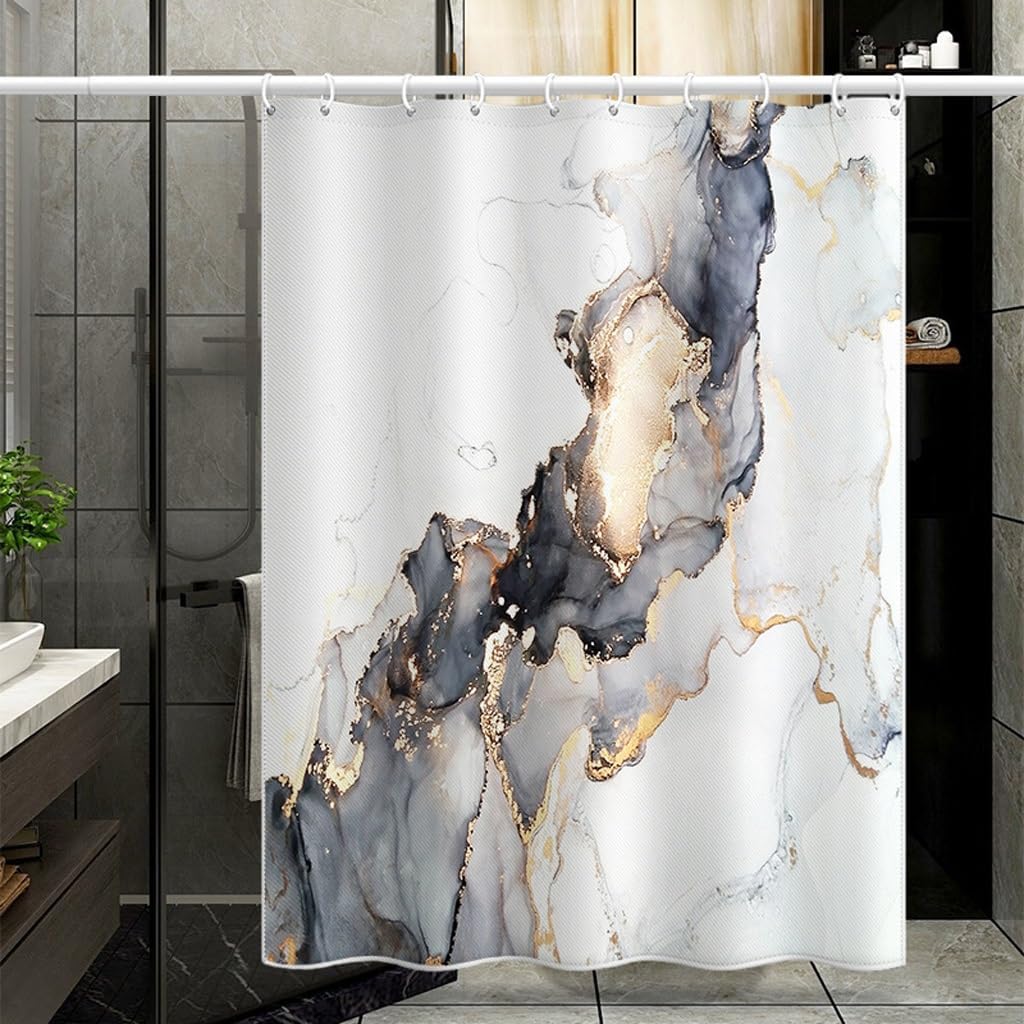 Shower Liner Shower Curtain Bathtub Curtains Bathroom Partition Curtain Home Shower Curtain Waterproof Polyester Shower Curtain with Hooks Suitable for Bathroom (Size : W80xH180cm) ()