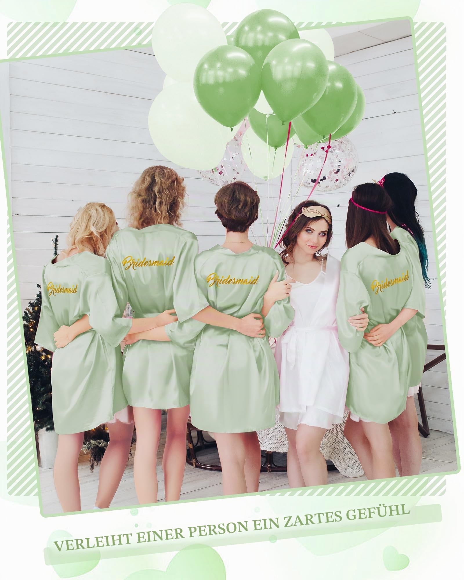 Jecery Das 10-teilige Brautmantel-Set beinhaltet 9 Kimono-Brautjungfern-Bademäntel für die Hochzeit, kurz bestickt, Brautparty-Roben
