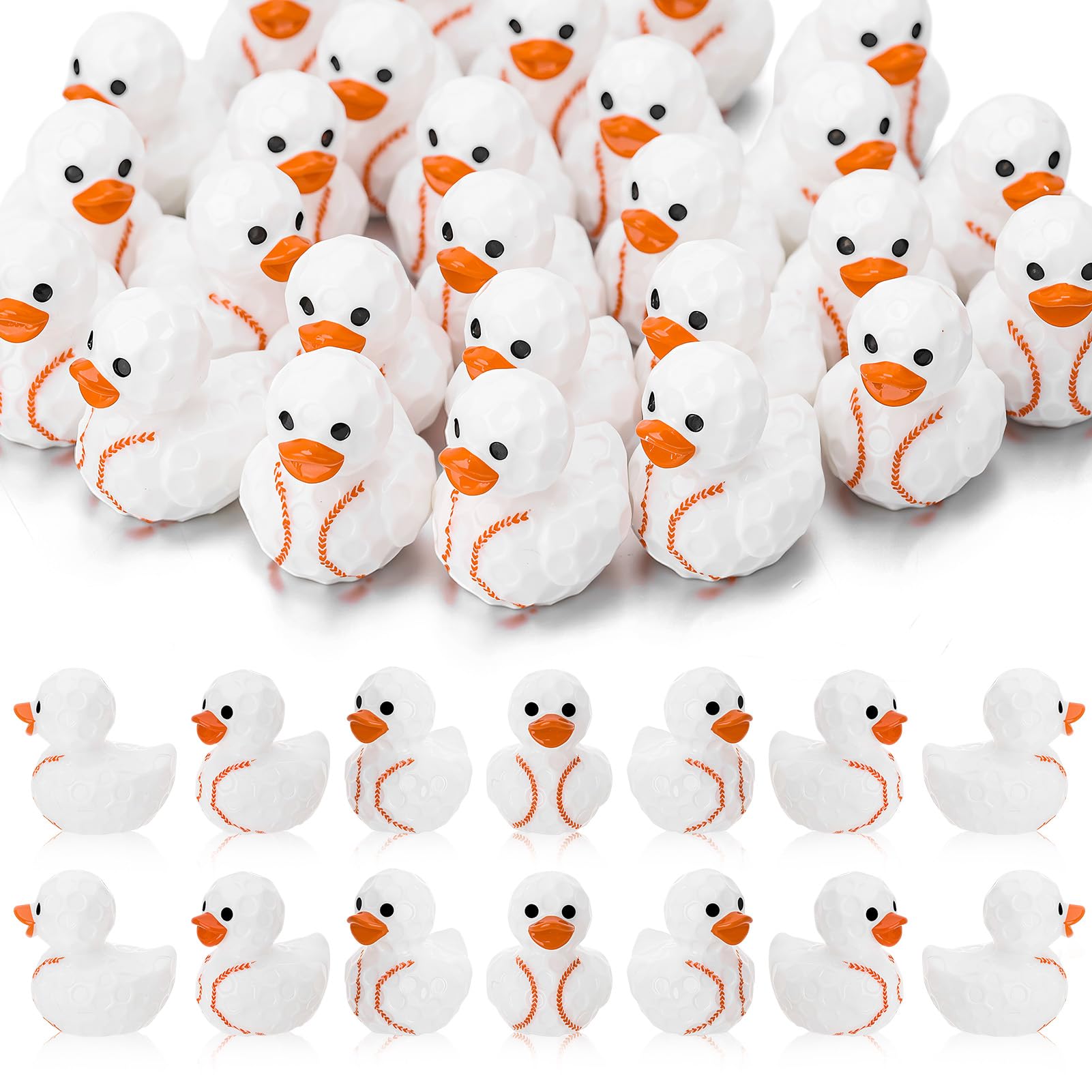 50 Pcs Baseball Ducks Toy Figures, Mini Resin Ducks Bulk